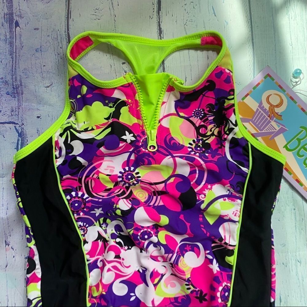 Wave Zone Neon Multicolor Racerback Race swimsuit - Picture 4 of 8